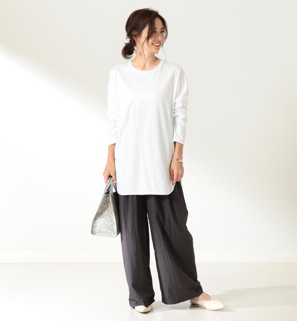 ATON / スビン ラウンドヘム ロングスリーブTシャツ|BEAMS WOMEN