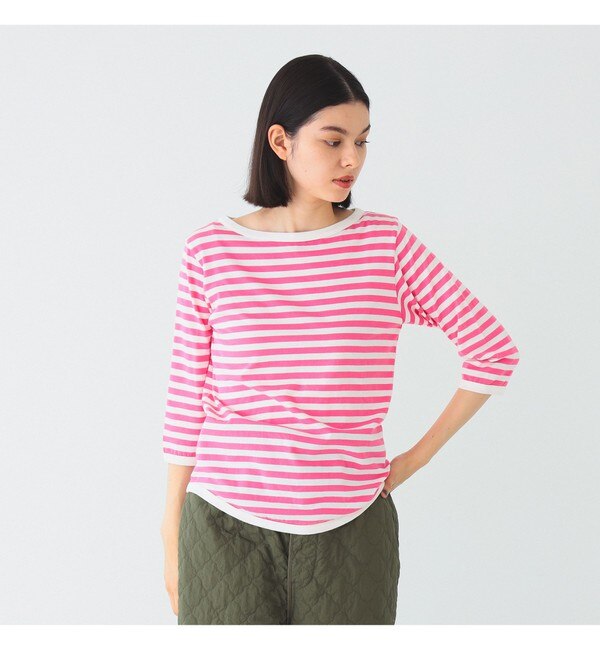 BEAMS BOY / 1cｍボーダー ボートネック7分袖|BEAMS WOMEN(ビームス