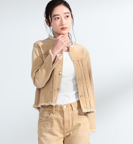 Red Card Ray Beams 別注 ノーカラー デニム ジャケット Beams Women ビームス ウィメン の通販 アイルミネ