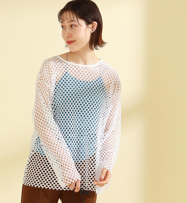 Ray BEAMS / メッシュ ロングスリーブ Tシャツ|BEAMS WOMEN(ビームス