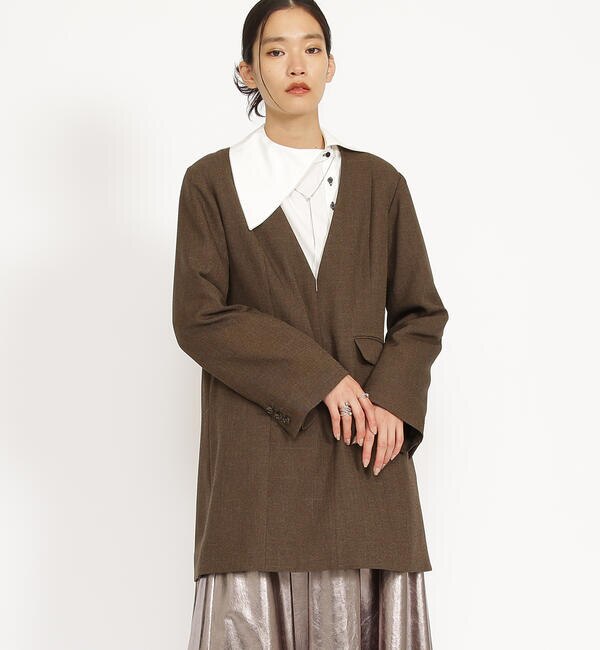 Ray BEAMS / Vネック ジャケット ディテール ワンピース|BEAMS WOMEN