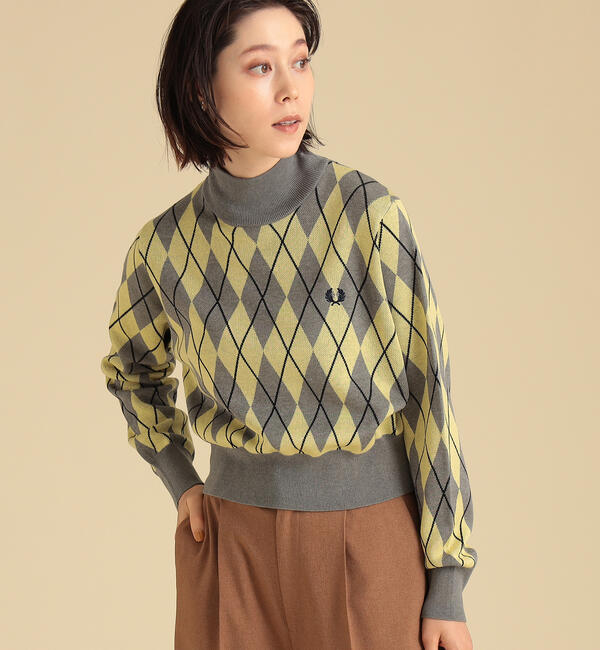 FRED PERRY × Ray BEAMS / 別注 アーガイル タートル ニット|BEAMS WOMEN(ビームス ウィメン)の通販｜アイルミネ