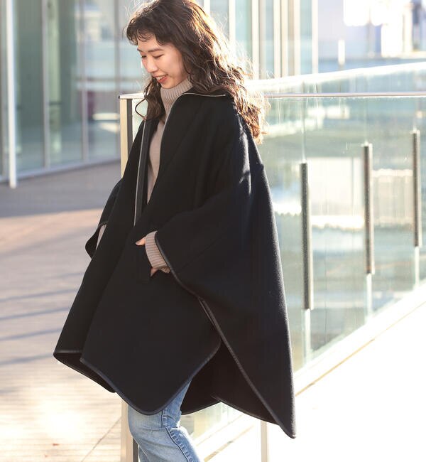 Demi-Luxe BEAMS / トリミング ケープコート