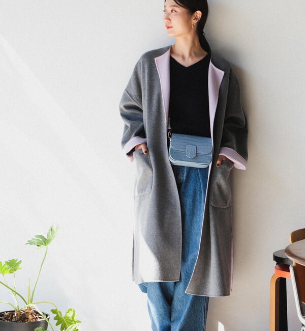 Demi-Luxe BEAMS / クルーネック リバーコート|BEAMS WOMEN(ビームス ウィメン)の通販｜アイルミネ