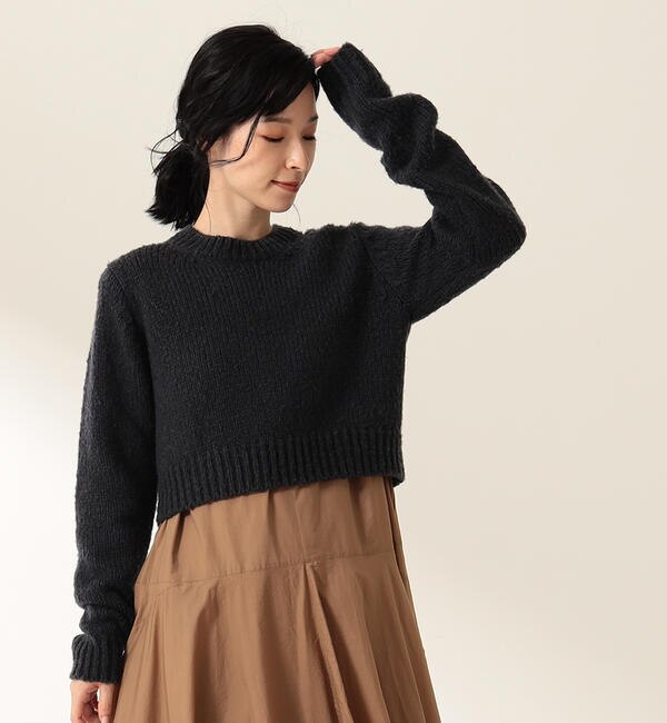 AURALEE / WOOL BABY CAMEL BRUSHED YARN KNIT SHORT PULLOVER|BEAMS