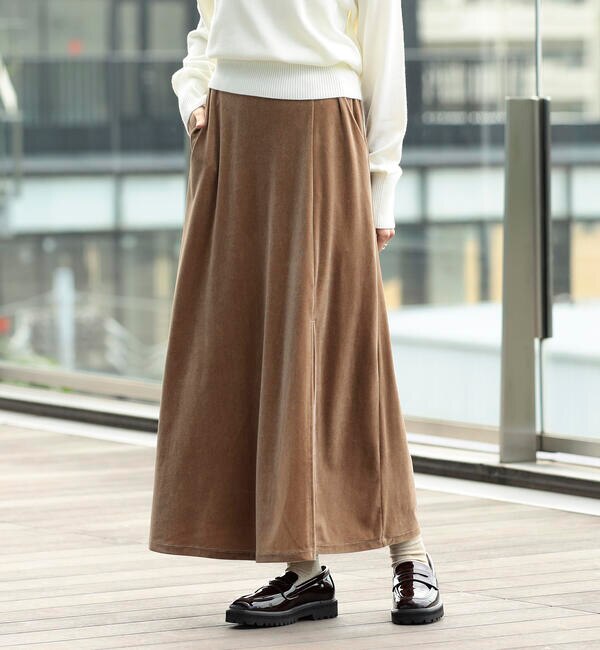 愛用 MAYLILY 3color 配色 サイドスリット スカート ひざ丈スカート