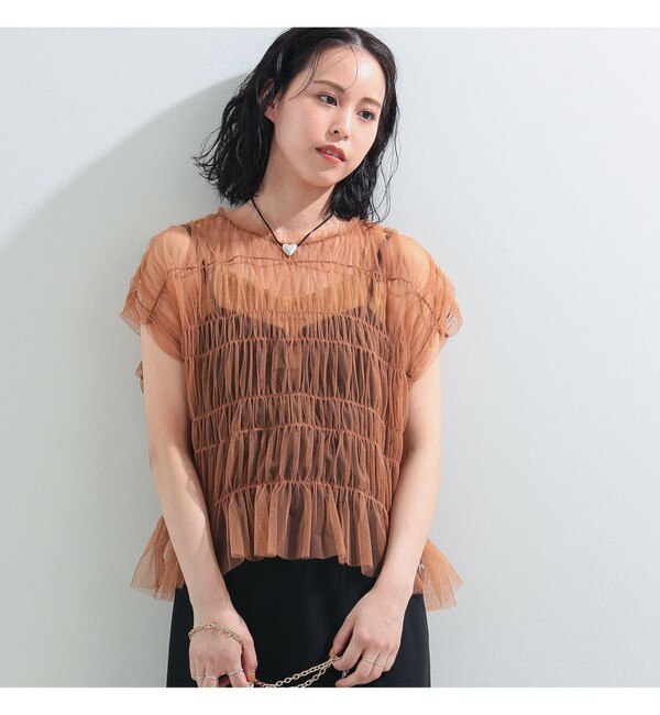 Ray BEAMS / チュール シャーリング Tシャツ|BEAMS WOMEN(ビームス