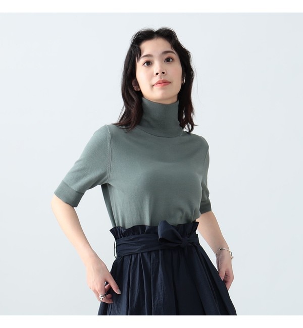 AK+1 / コットン 5分袖 ハイネックニット|BEAMS WOMEN(ビームス