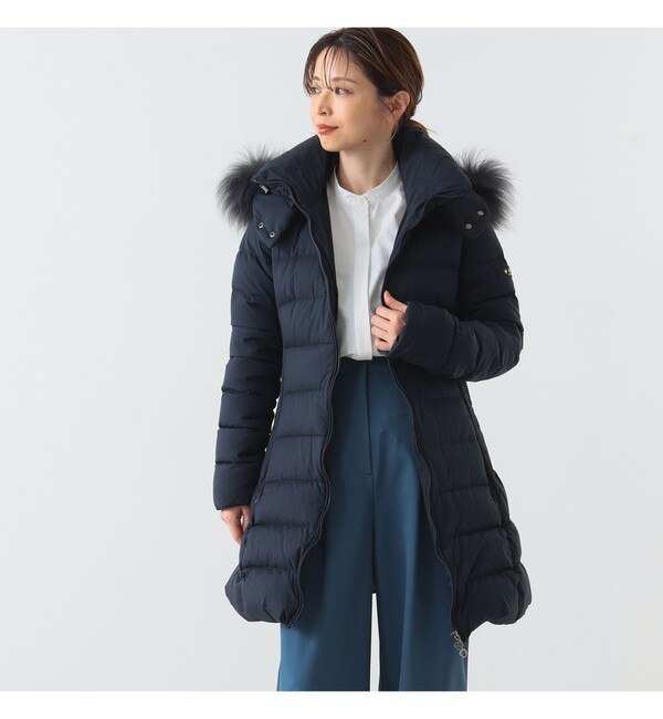 Demi-luxe BEAMS FOXファー フーデッドダウン ネイビー 36-