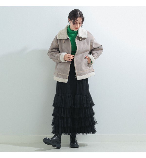 Ray BEAMS / フェイク ムートン ボマーブルゾン|BEAMS WOMEN