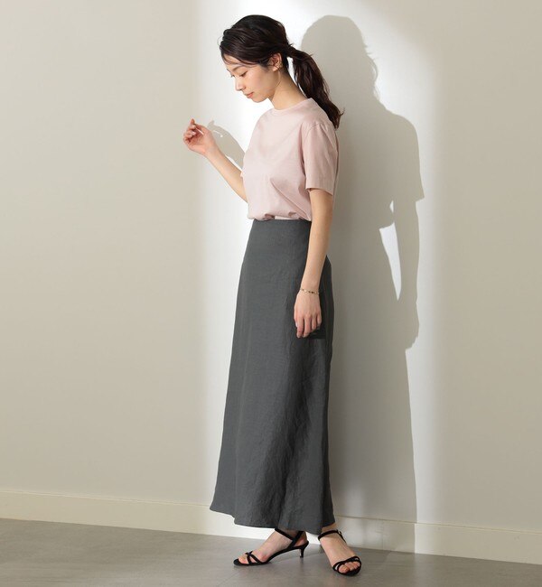 Demi-Luxe BEAMS / リネン シンプル ロングスカート