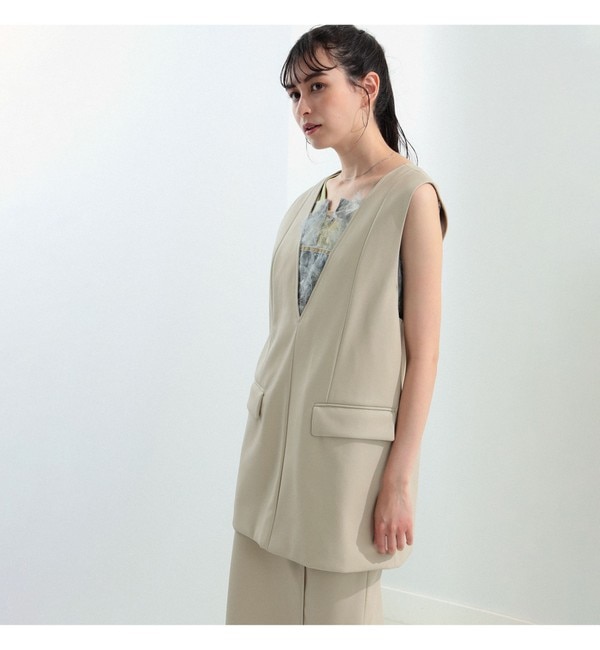 Ray BEAMS / フェイクレザー Vネック ベスト|BEAMS WOMEN(ビームス