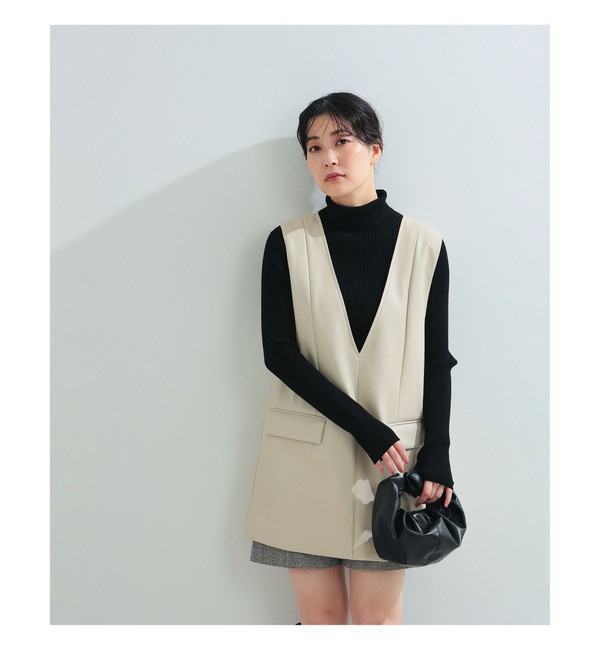 Ray BEAMS / フェイクレザー Vネック ベスト|BEAMS WOMEN(ビームス