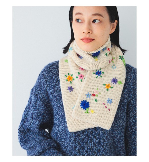 BEAMS BOY / 手編み 花刺繍 マフラー|BEAMS WOMEN(ビームス