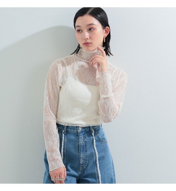 Ray BEAMS / ストレッチ レース ハイネック トップス|BEAMS WOMEN(ビームス ウィメン)の通販｜アイルミネ