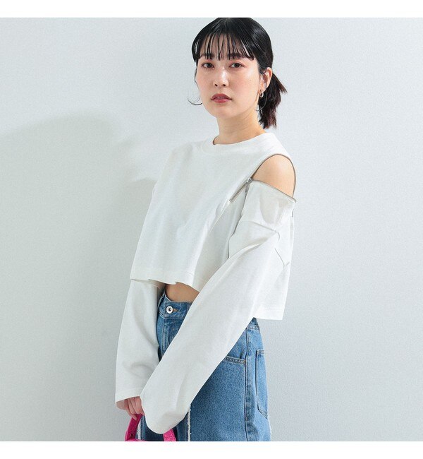 Ray BEAMS / ショルダー ジップ Tシャツ|BEAMS WOMEN(ビームス