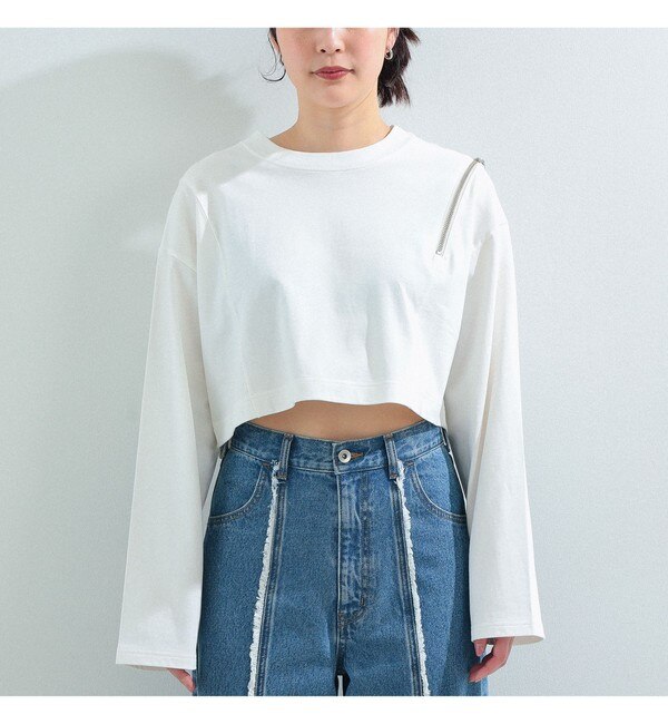 Ray BEAMS / ショルダー ジップ Tシャツ|BEAMS WOMEN(ビームス