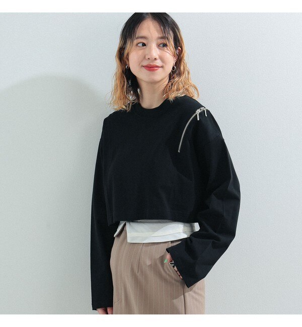 Ray BEAMS / ショルダー ジップ Tシャツ|BEAMS WOMEN(ビームス