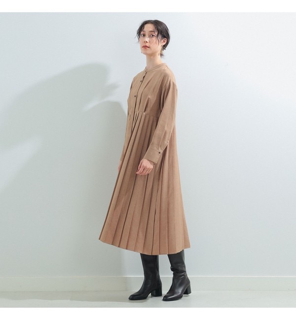 Ray BEAMS / プリーツ キリカエ ヘリンボーン ワンピース|BEAMS WOMEN