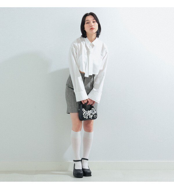 Ray BEAMS / タイ付き クロップド シャツ|BEAMS WOMEN(ビームス