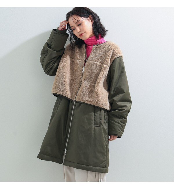 Ray BEAMS / ボア キリカエ ジップ コート|BEAMS WOMEN(ビームス