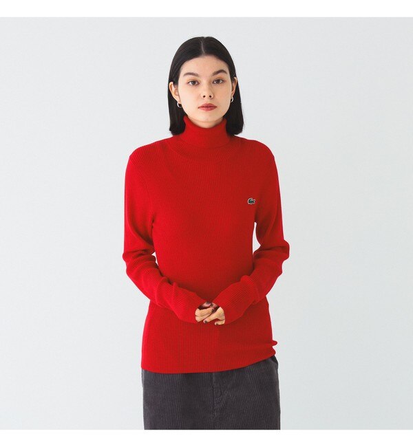 LACOSTE for BEAMS BOY / 別注 リブ タートルニット|BEAMS WOMEN