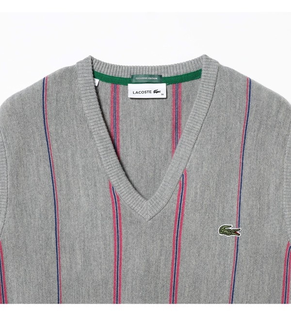 LACOSTE for BEAMS BOY / 別注 ストライプ Vネック ベスト|BEAMS WOMEN