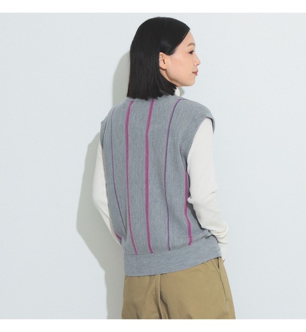 LACOSTE for BEAMS BOY / 別注 ストライプ Vネック ベスト|BEAMS WOMEN