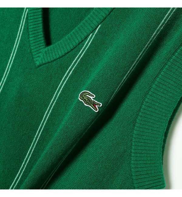 LACOSTE for BEAMS BOY / 別注 ストライプ Vネック ベスト|BEAMS WOMEN