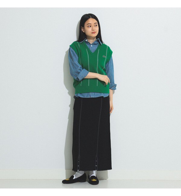 LACOSTE for BEAMS BOY / 別注 ストライプ Vネック ベスト|BEAMS WOMEN