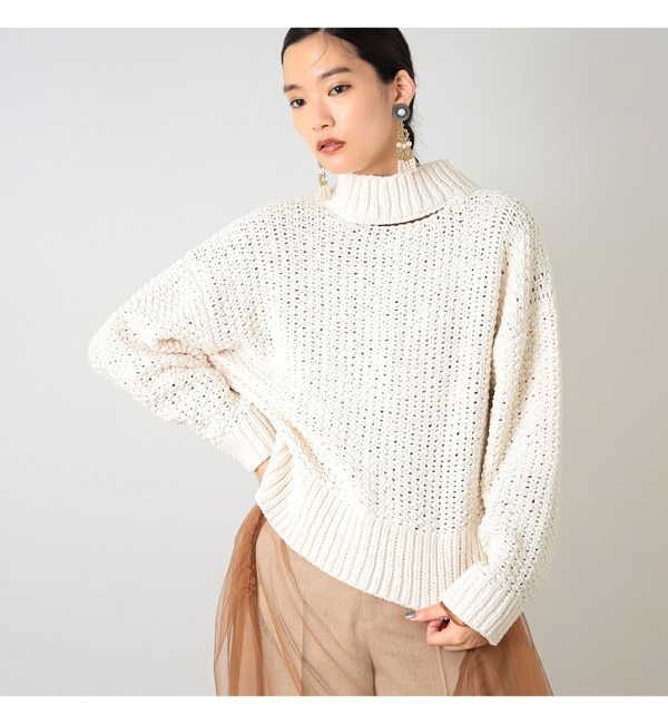 Ray BEAMS / モール カットアウト ハイネック ニット|BEAMS WOMEN