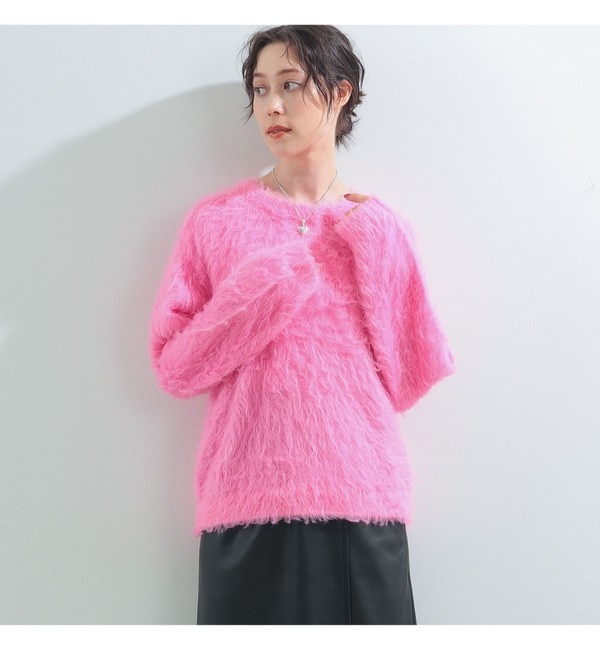 Ray BEAMS / ヘアリー シャギー クルーネック ニット|BEAMS WOMEN