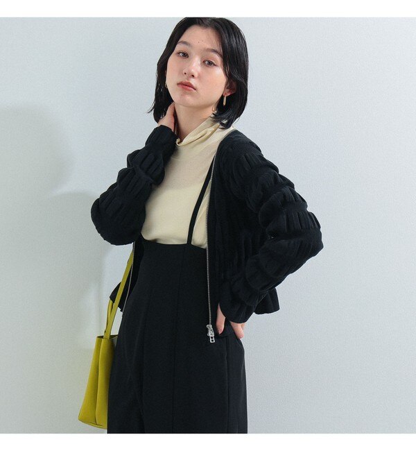 Ray BEAMS / シャーリング ジップ カーディガン|BEAMS WOMEN(ビームス