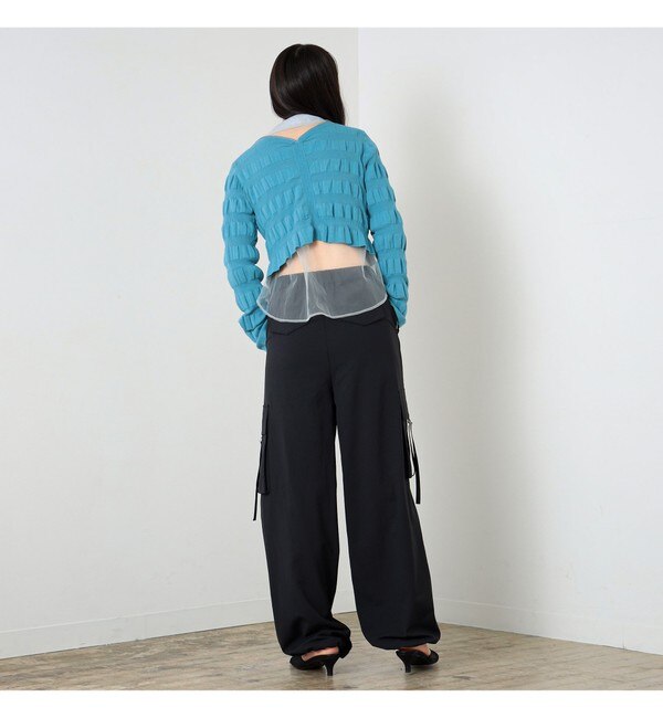 Ray BEAMS / シャーリング ジップ カーディガン|BEAMS WOMEN(ビームス