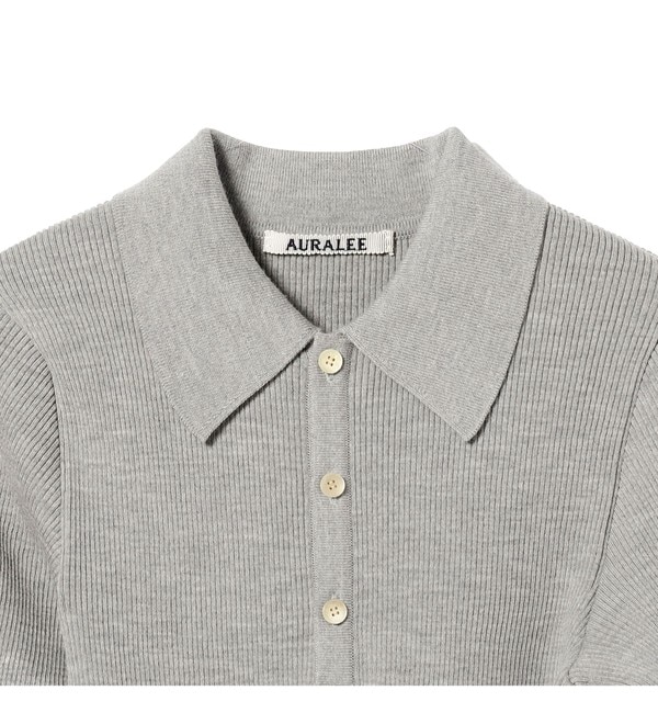 AURALEE / SUPER FINE WOOL HIGH GAUGE RIB KNIT POLO|BEAMS WOMEN