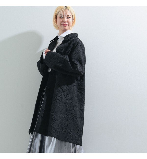 Ray BEAMS / フクレ ジャカード ステンカラーコート|BEAMS WOMEN