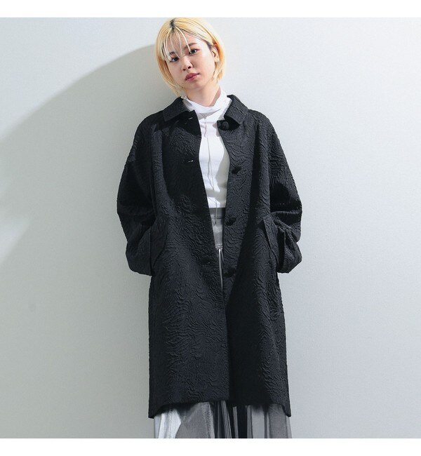 Ray BEAMS / フクレ ジャカード ステンカラーコート|BEAMS WOMEN