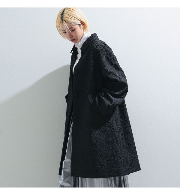 Ray BEAMS / フクレ ジャカード ステンカラーコート|BEAMS WOMEN