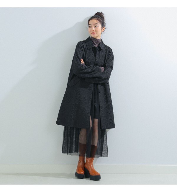 Ray BEAMS / フクレ ジャカード ステンカラーコート|BEAMS WOMEN