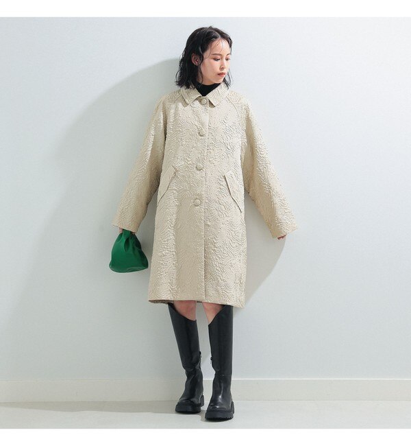 Ray BEAMS / フクレ ジャカード ステンカラーコート|BEAMS WOMEN