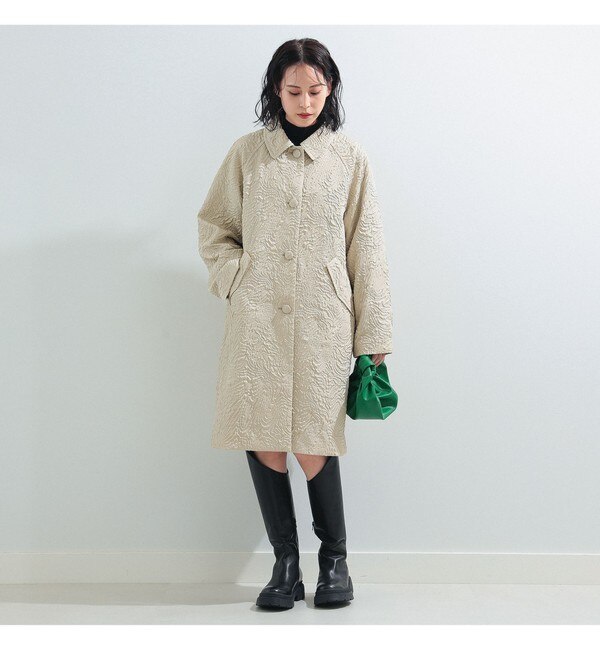 Ray BEAMS / フクレ ジャカード ステンカラーコート|BEAMS WOMEN