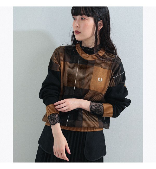 FRED PERRY × Ray BEAMS / 別注 タータンチェック ニット|BEAMS WOMEN