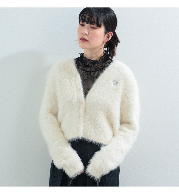 FRED PERRY × Ray BEAMS / 別注 シャギー カーディガン|BEAMS WOMEN