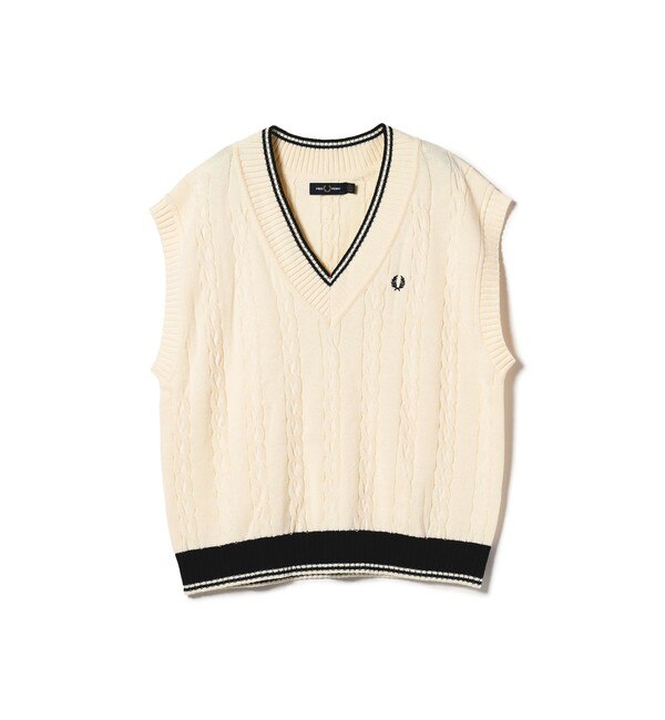 FRED PERRY × Ray BEAMS / 別注 ケーブル ニット ベスト|BEAMS WOMEN