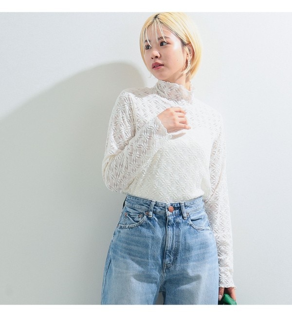 Ray BEAMS / キモウ フラワー レース ハイネック トップス|BEAMS WOMEN