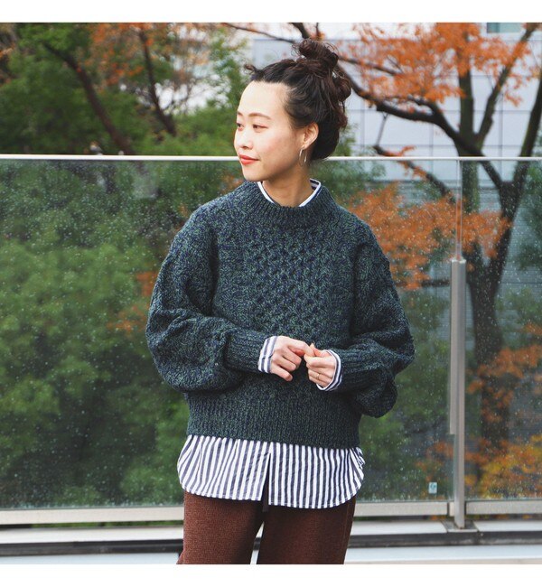 BEAMS BOY / アラン クルーネック プルオーバー ニット|BEAMS WOMEN