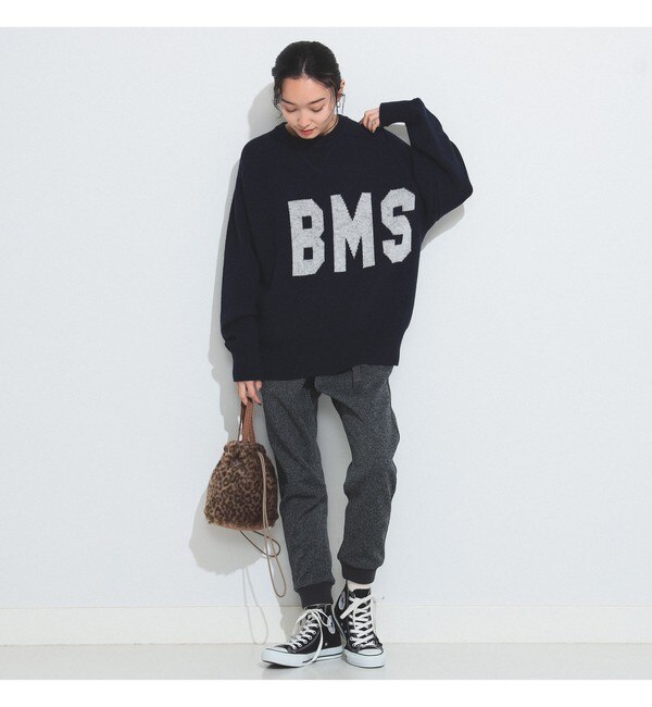 BEAMS BOY / ビッグ ロゴ クルー ニット|BEAMS WOMEN(ビームス