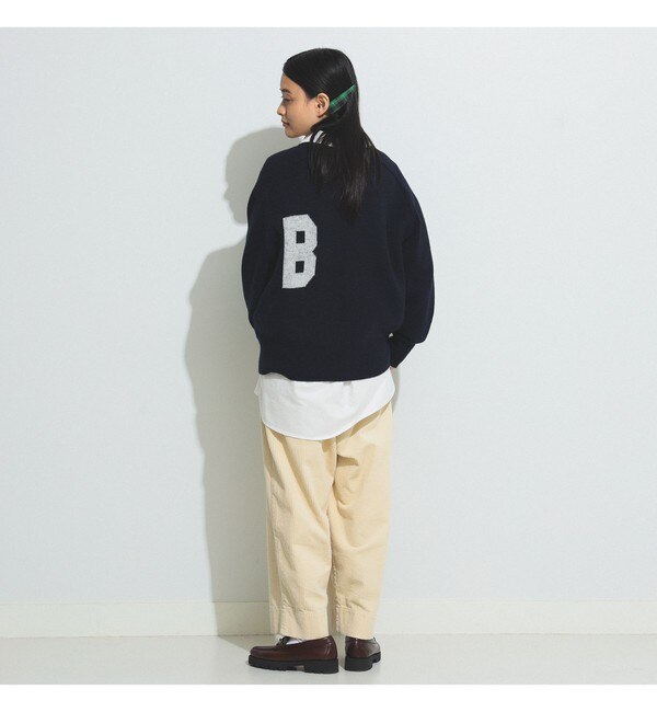 BEAMS BOY / ビッグ ロゴ クルー ニット|BEAMS WOMEN(ビームス