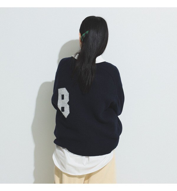 BEAMS BOY / ビッグ ロゴ クルー ニット|BEAMS WOMEN(ビームス