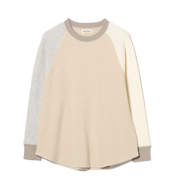 BEAMS BOY / 14ゲージ ワッフル クルー ニット 23FW|BEAMS WOMEN